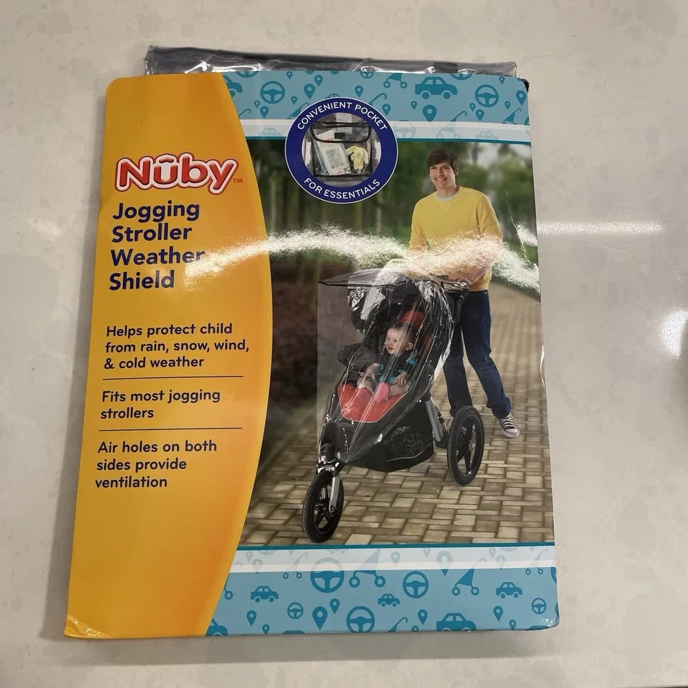 Rain Weather Shield for Jogging Stroller Clear Stroller Cover, with Storage Pock